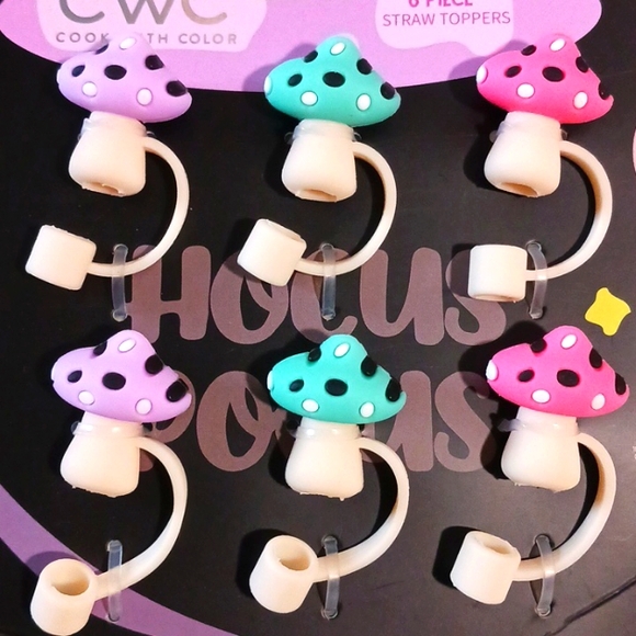 CWC  6 Piece Mushroom Straw Travel Cup Toppers 🥤🍄 - Picture 1 of 8